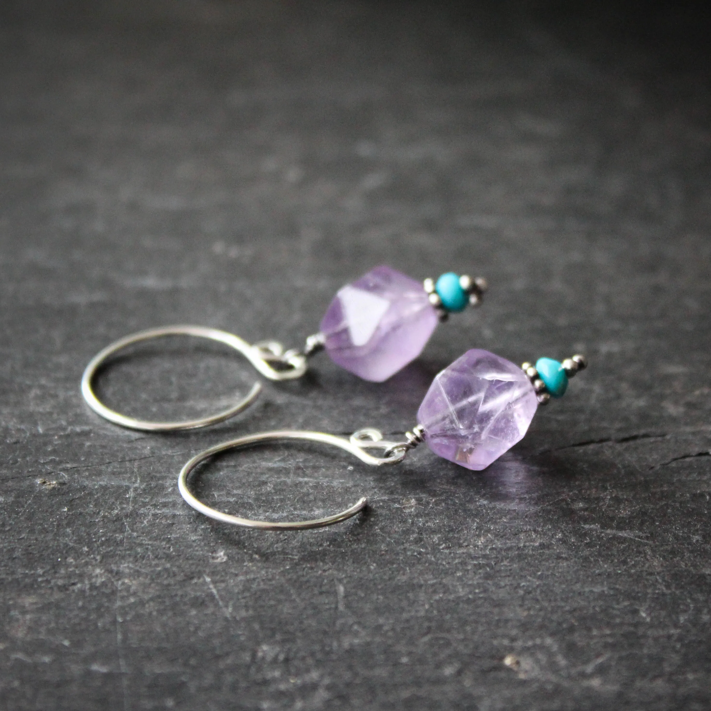 Luminous Geometry Earrings in Amethyst and Sleeping Beauty Turquoise