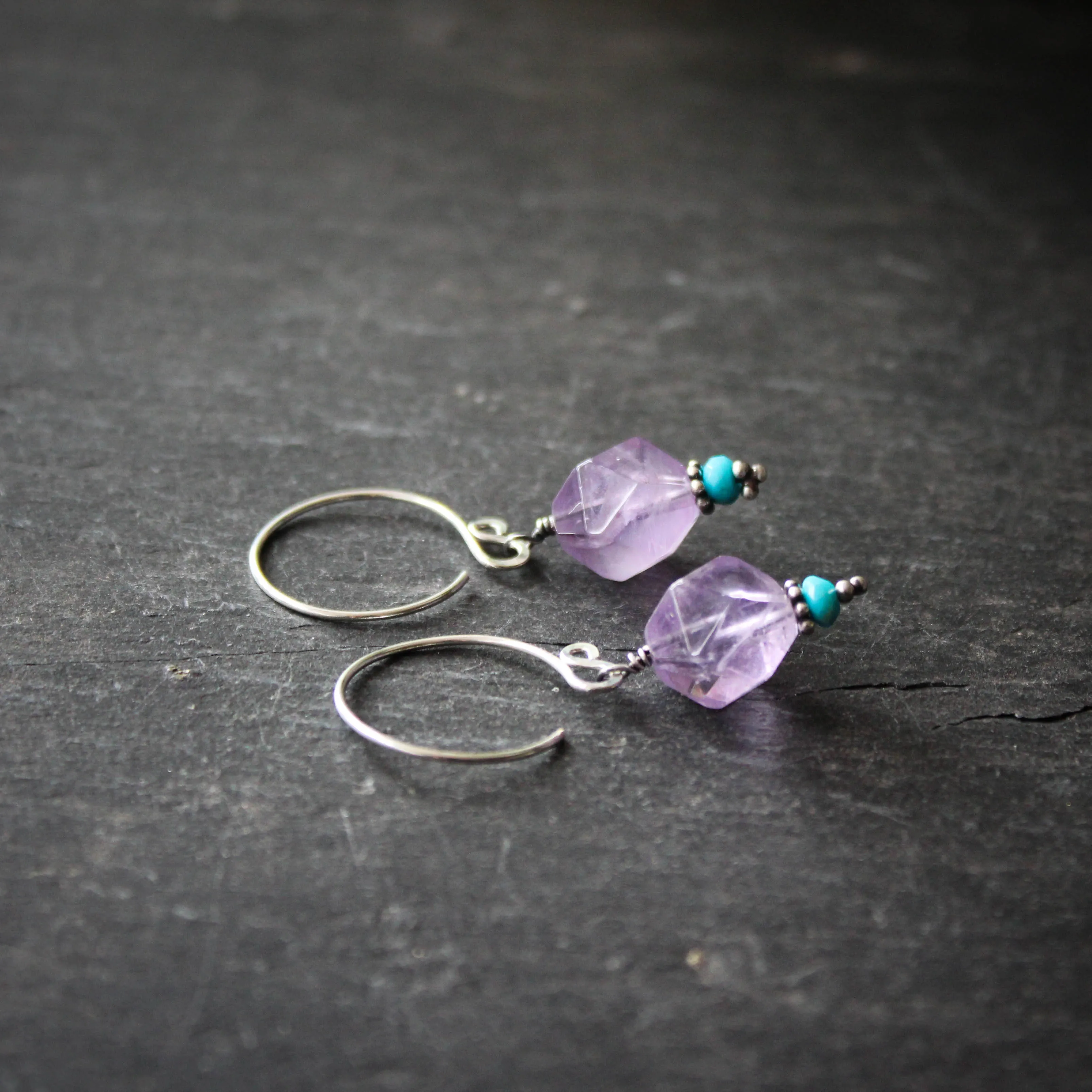 Luminous Geometry Earrings in Amethyst and Sleeping Beauty Turquoise