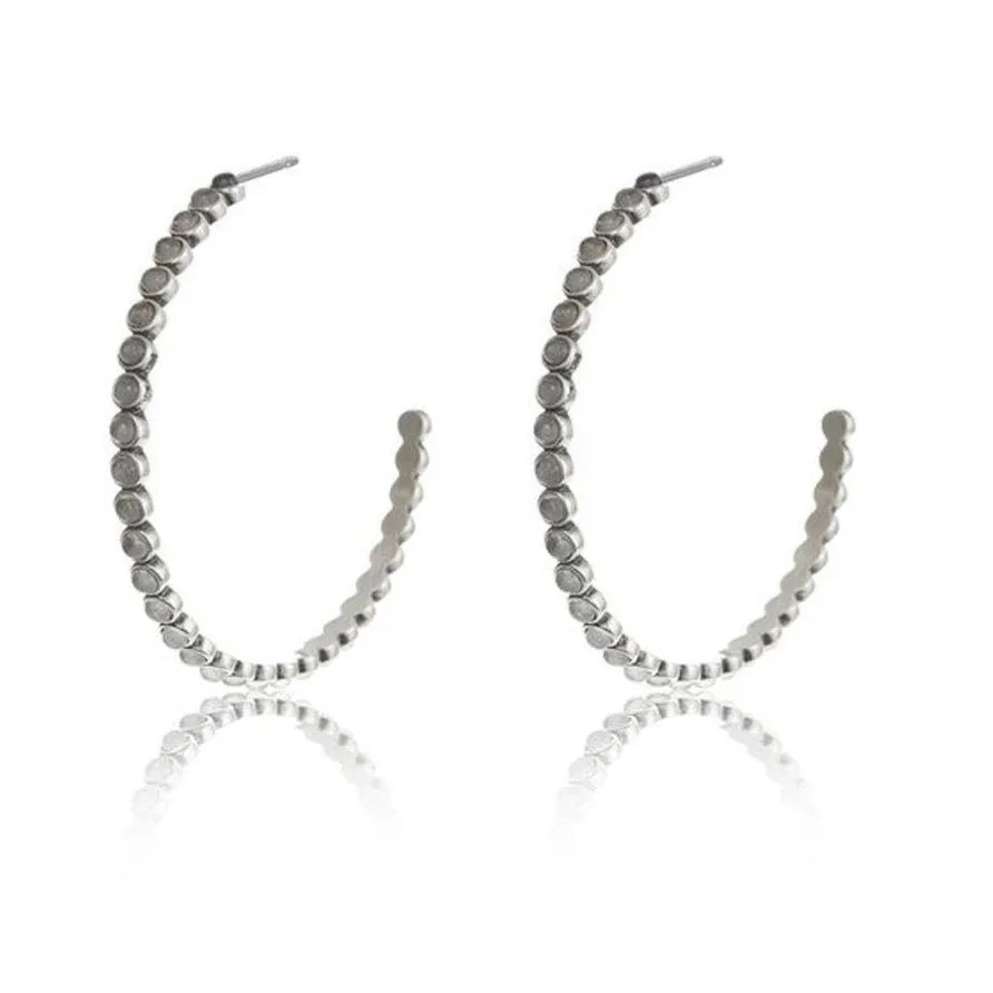 Luv Aj Earrings Oversized Quartz Stud Hoops Silver