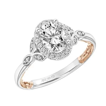 Lyric Two-Tone Oval Halo Engagement Ring