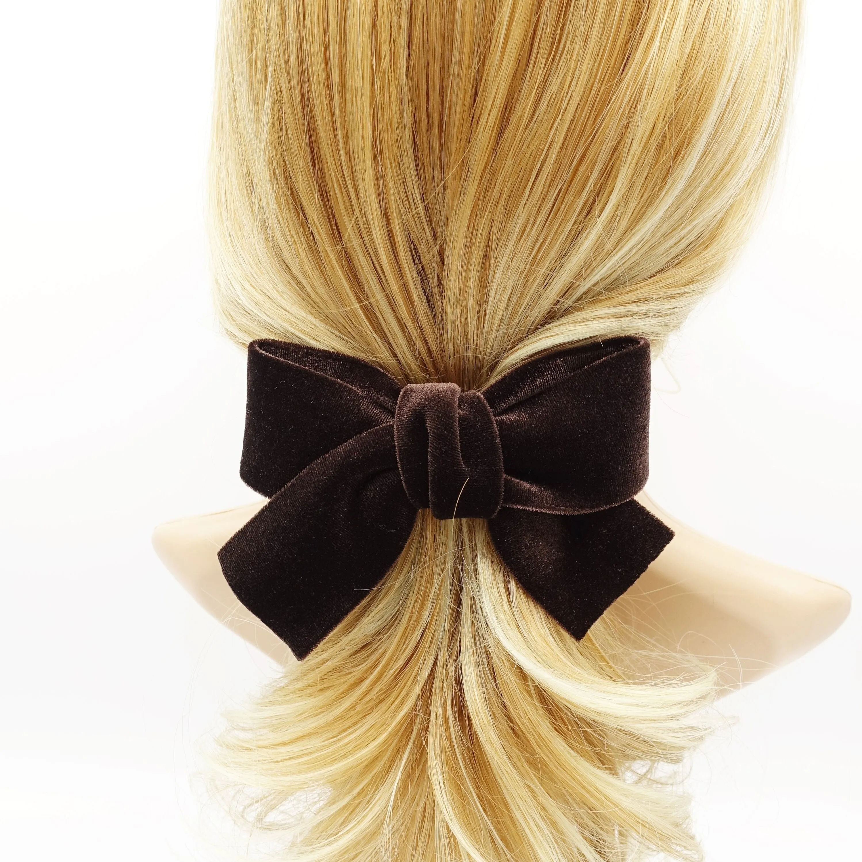 medium velvet cross bow french barrette basic Fall Winter hair accessory