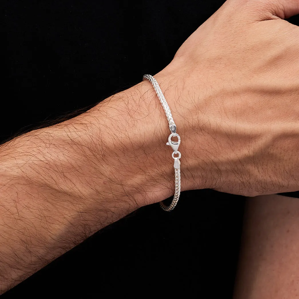 Men's Solid 925 Sterling Silver Foxtail Chain Bracelet | Braided Silver Bracelet