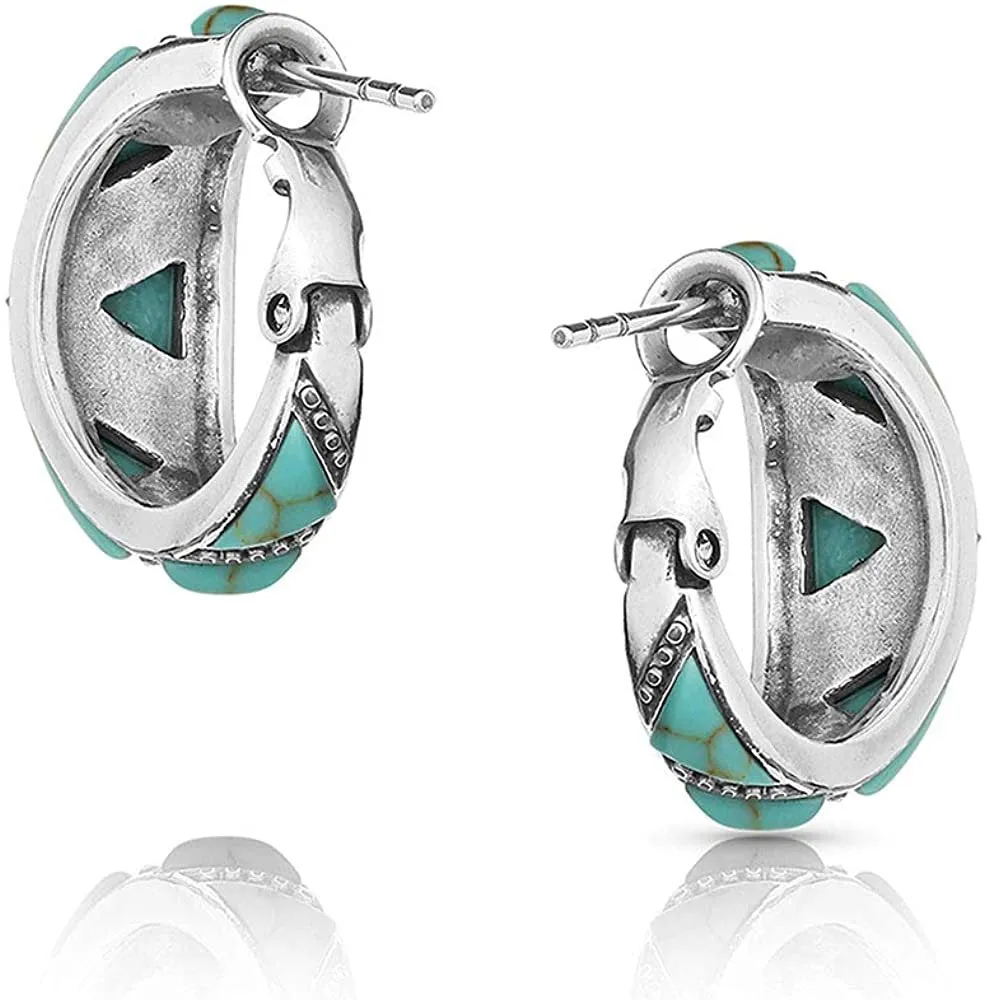 Montana Silversmiths Turquoise Wedge Hoop Earrings