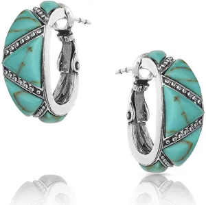 Montana Silversmiths Turquoise Wedge Hoop Earrings