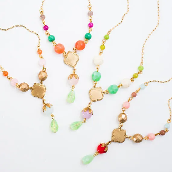 Multi Color Beaded Pendant Necklace