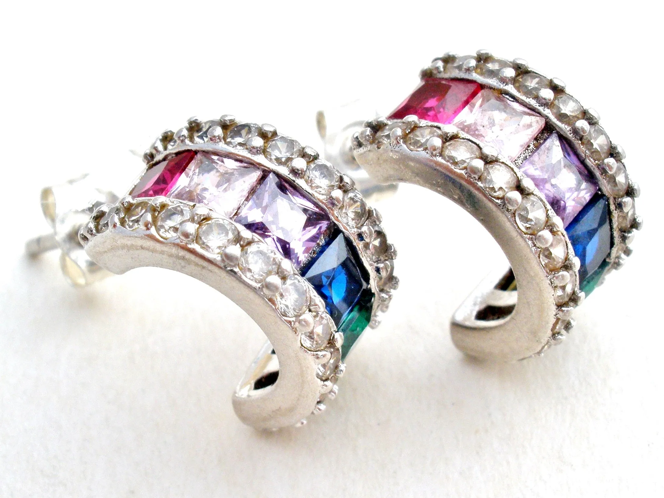 Multi Color Cubic Zirconia Hoop Earrings