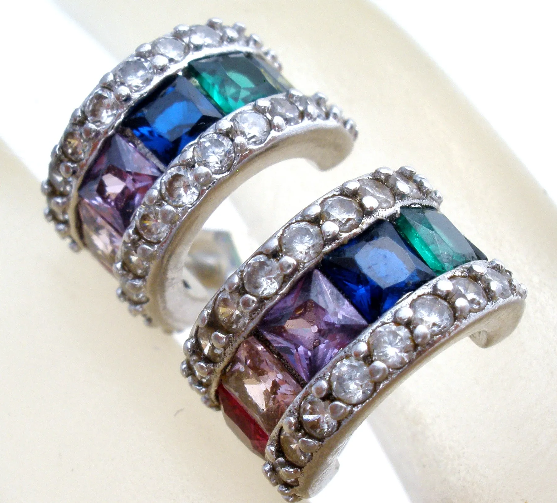 Multi Color Cubic Zirconia Hoop Earrings