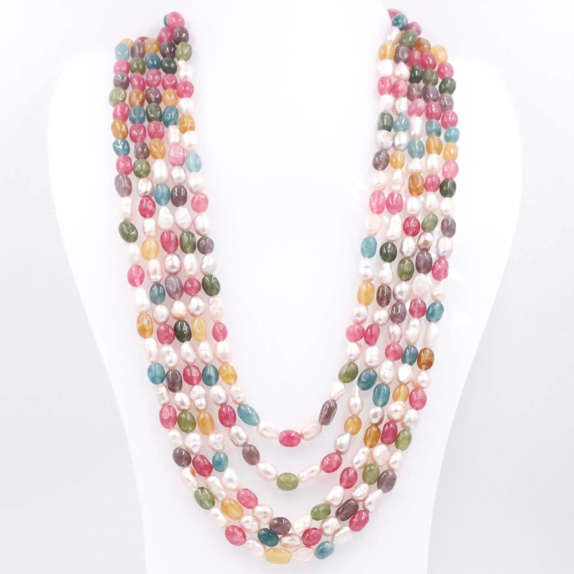 Multi Color Necklace Quartz w/ Pearl Necklace Layered Necklace Colorful Necklace Layered Necklace Colorful Necklace SKU 6143280