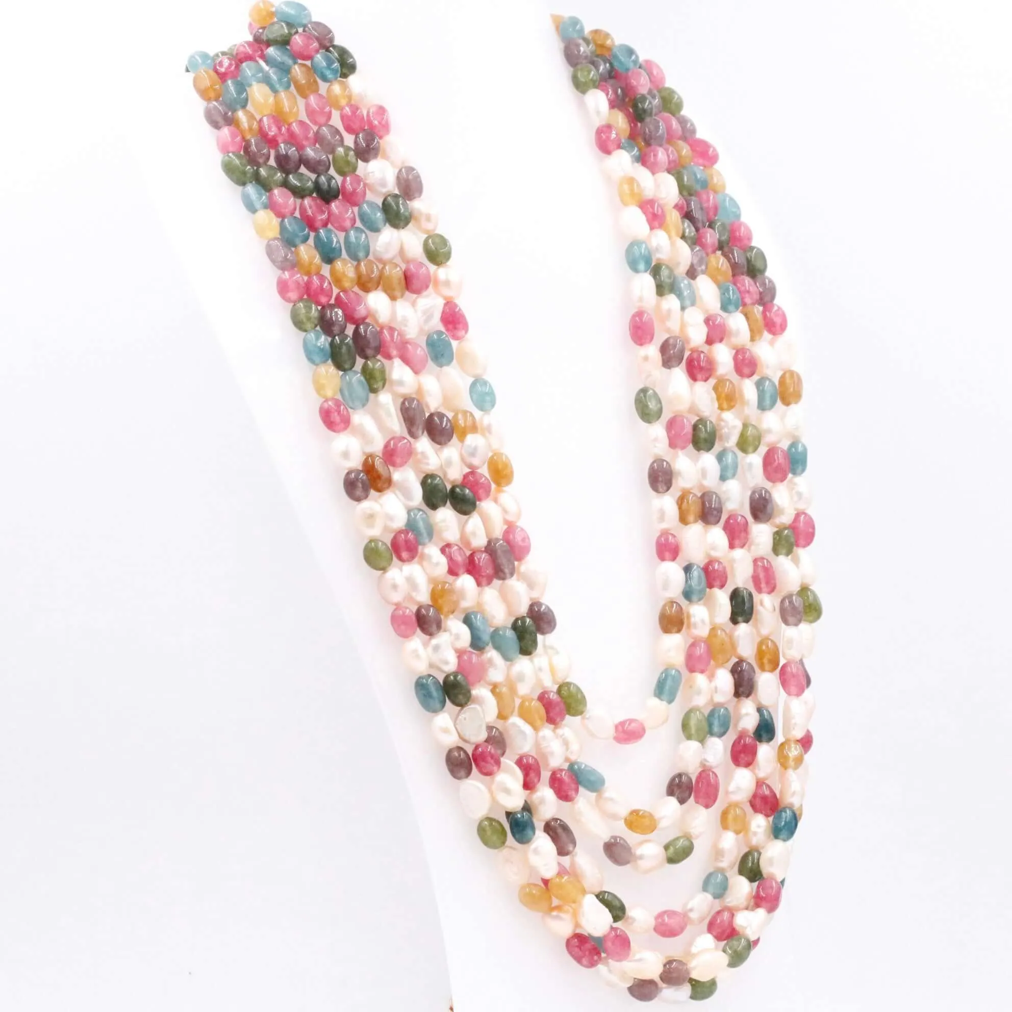 Multi Color Necklace Quartz w/ Pearl Necklace Layered Necklace Colorful Necklace Layered Necklace Colorful Necklace SKU 6143280