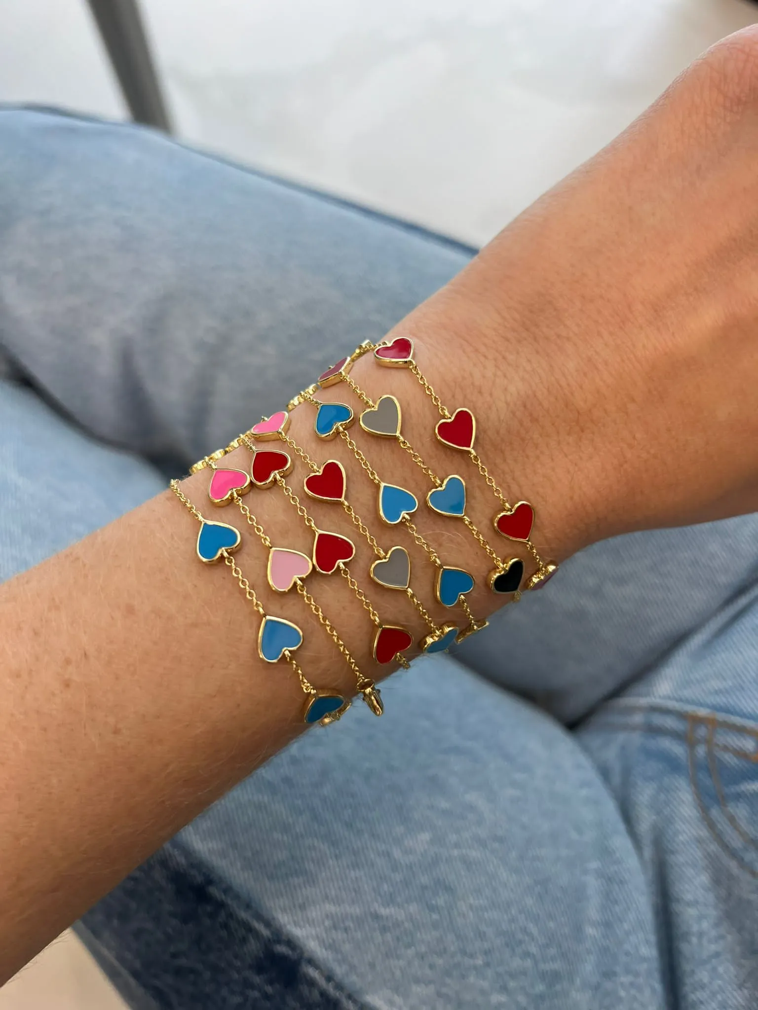 Multi Enamel Heart Bracelets