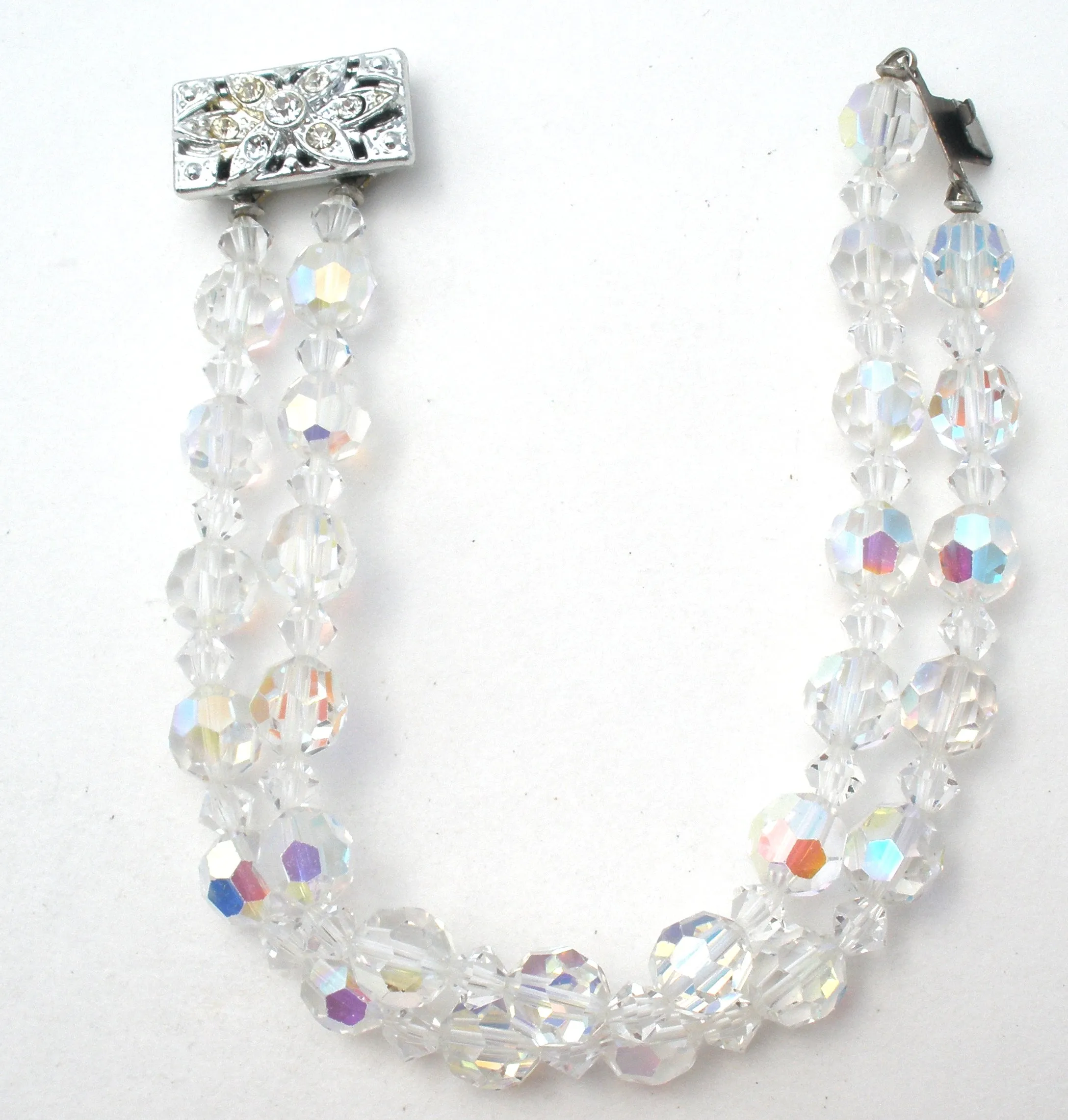 Multi Strand Aurora Borealis Crystal Bead Bracelet