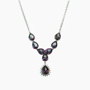 Mystic Quartz Teardrop Drop Necklace in Sterling Silver