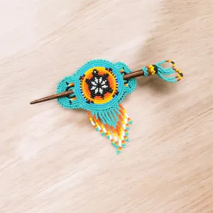 Native American Beaded Barrette with Fringes (12)