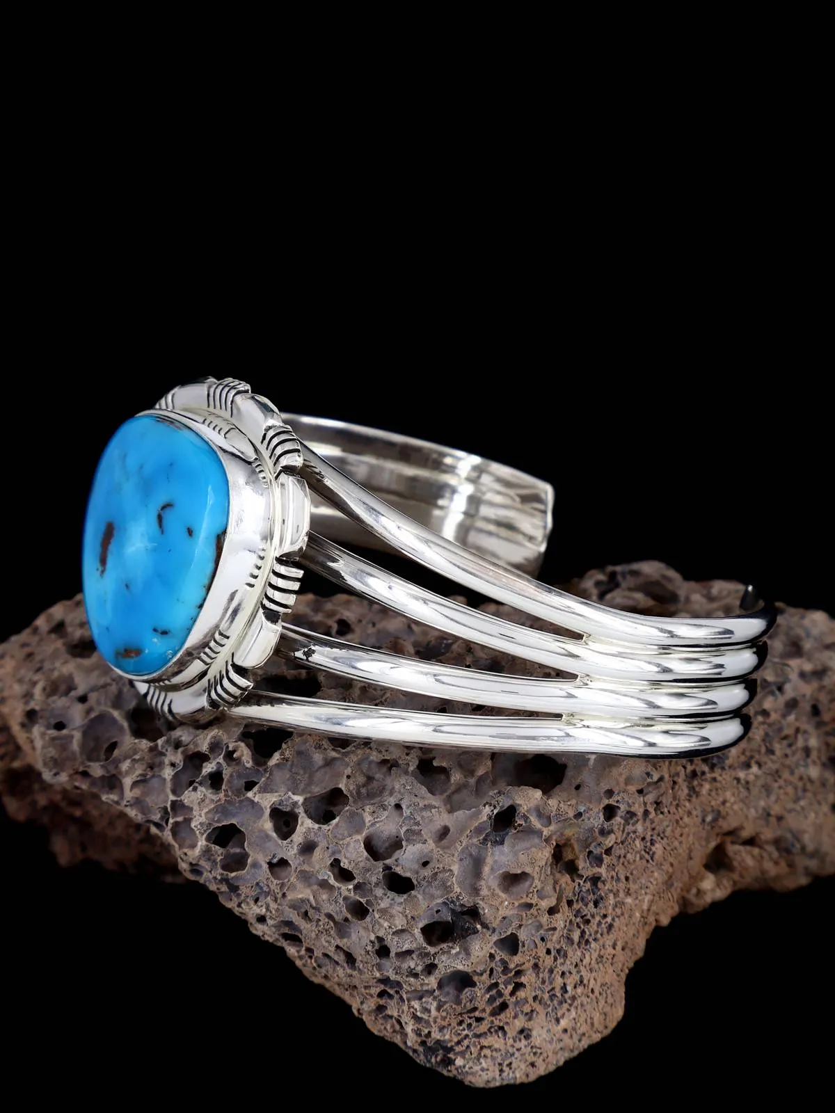 Native American Cloud Mountain Turquoise Sterling Silver Cuff Bracelet