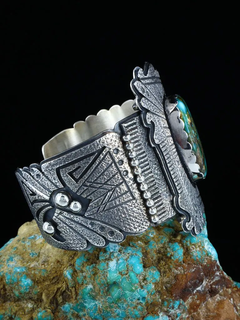 Native American Jewelry Sterling Silver Kingman Turquoise Bracelet