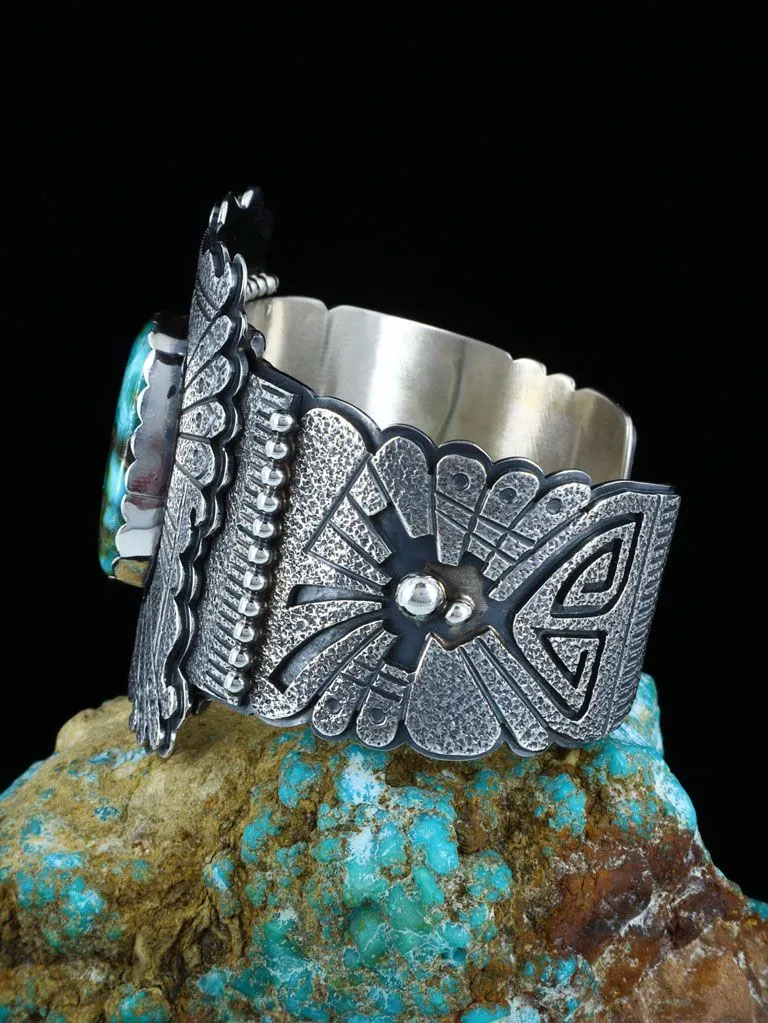 Native American Jewelry Sterling Silver Kingman Turquoise Bracelet