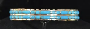 Native American Jewelry : Sterling Silver with Turquoise Bracelet : Zuni : Sheldon Lalio : NAJ-57