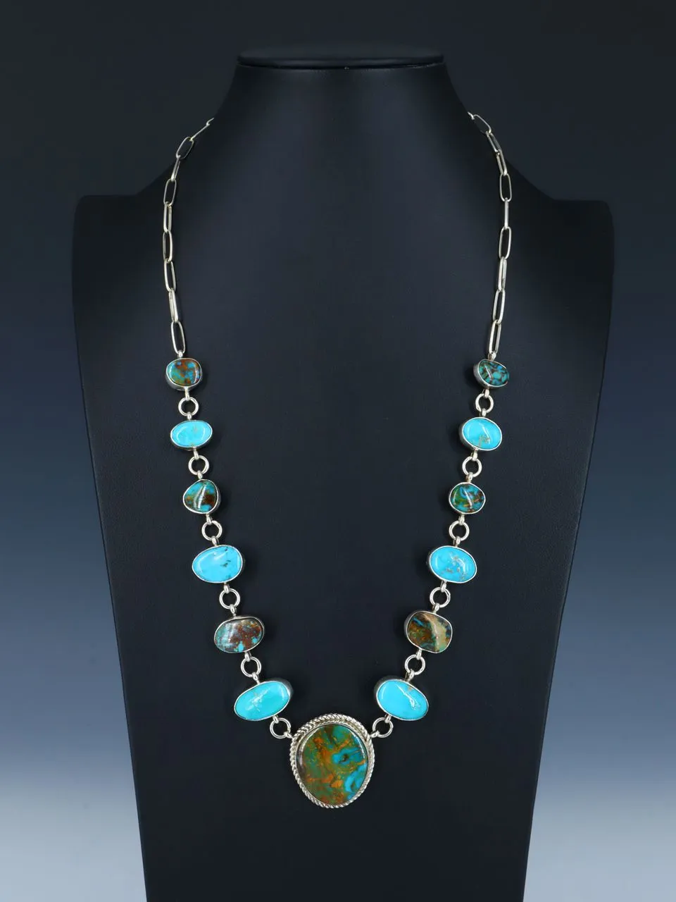 Native American Sterling Silver Turquoise Necklace Set