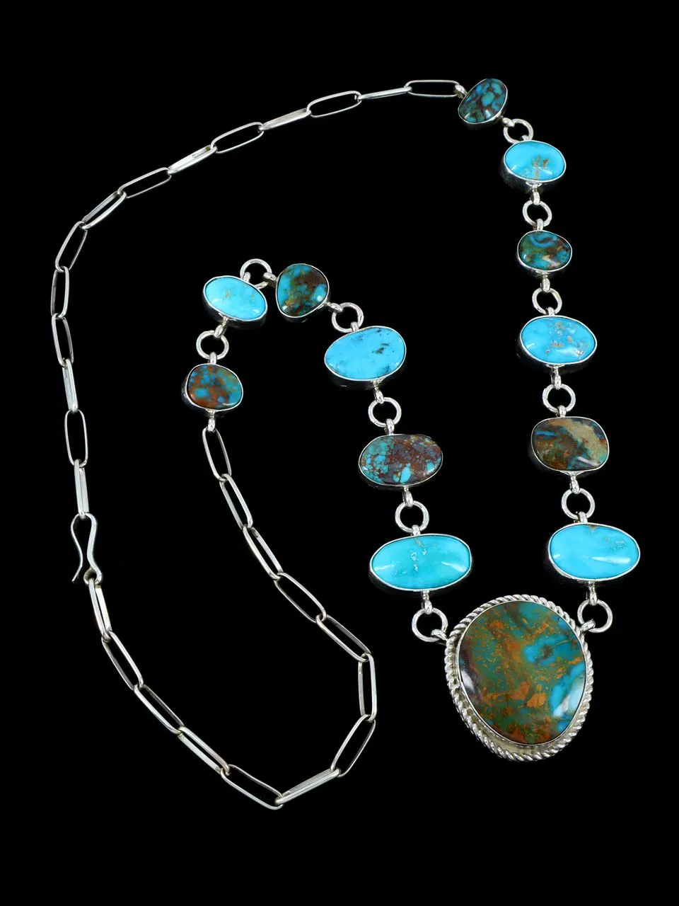 Native American Sterling Silver Turquoise Necklace Set