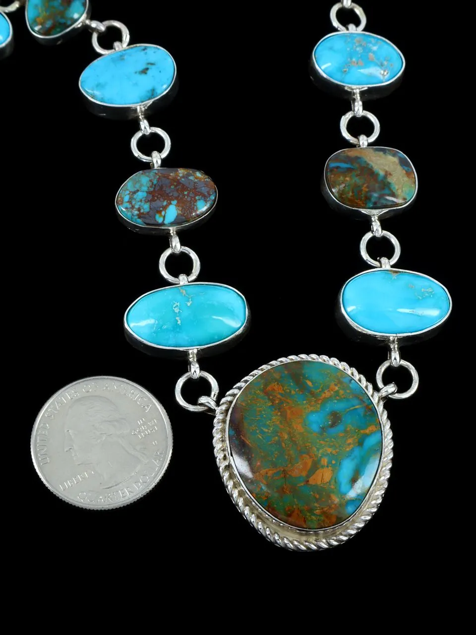 Native American Sterling Silver Turquoise Necklace Set