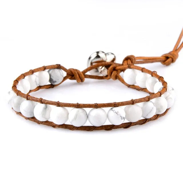 Natural Quartz Adjustable Bracelet | Rose Quartz Leather Bracelet - Genuine Leather