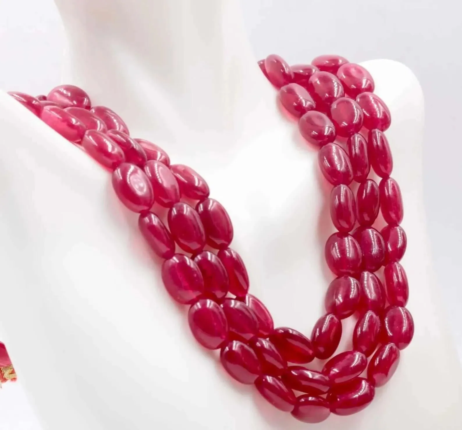 Natural Red Ruby Quartz Gemstone 5 Strand Beaded Necklace Quartz Jewelry Quartz stone Necklace Quartz Necklace Quartz BeadsSKU 6142697