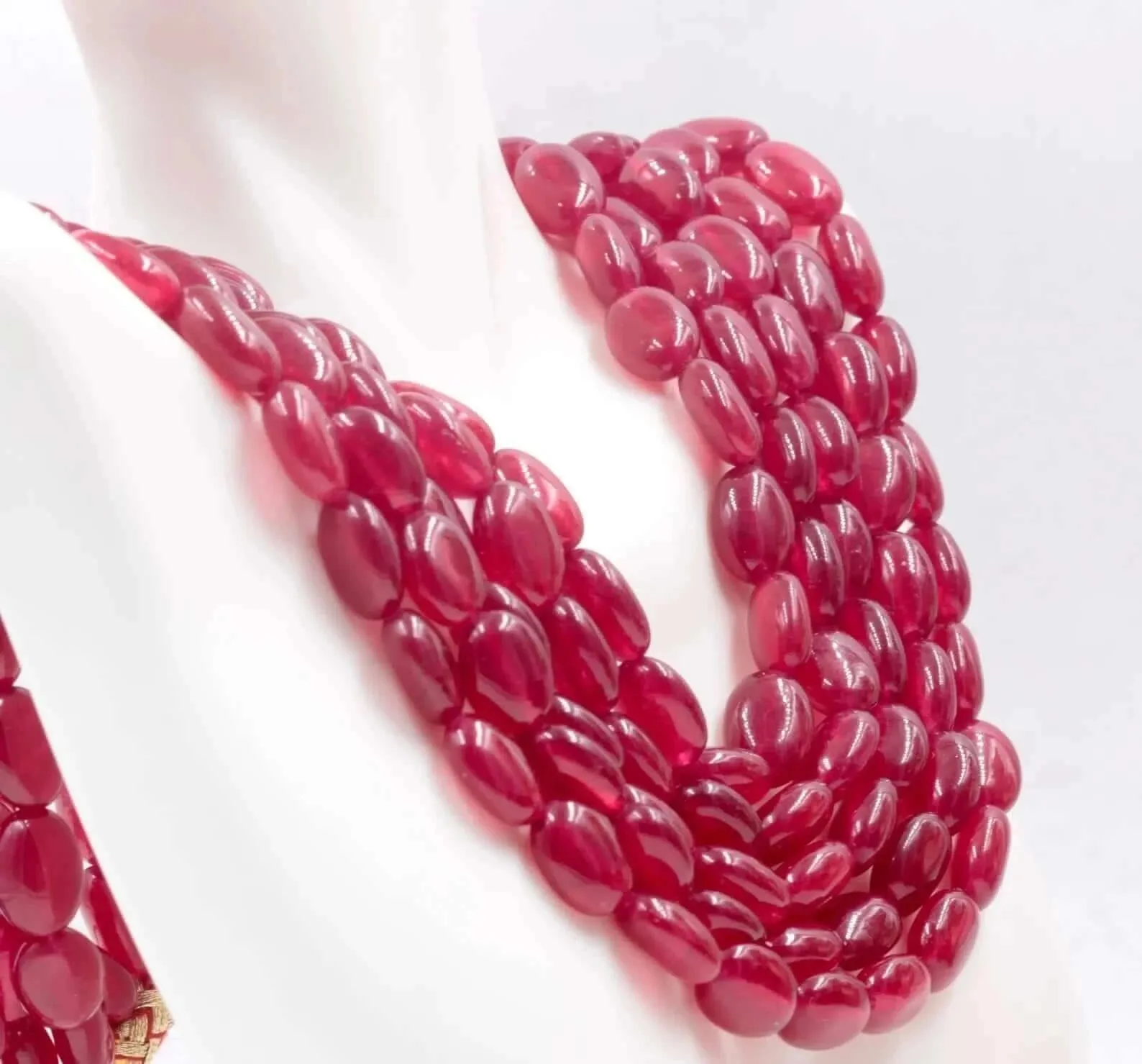 Natural Red Ruby Quartz Gemstone 5 Strand Beaded Necklace Quartz Jewelry Quartz stone Necklace Quartz Necklace Quartz BeadsSKU 6142697