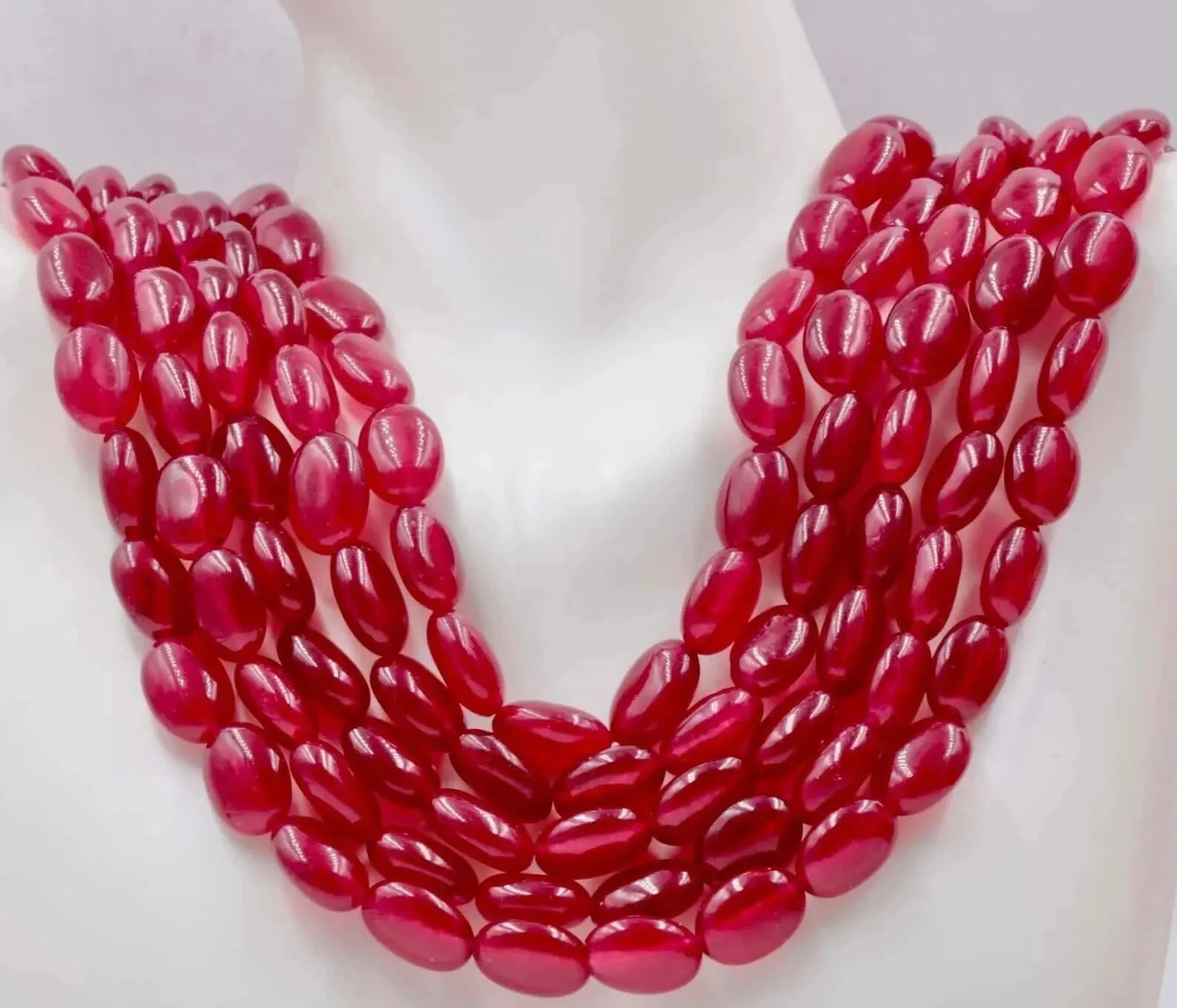 Natural Red Ruby Quartz Gemstone 5 Strand Beaded Necklace Quartz Jewelry Quartz stone Necklace Quartz Necklace Quartz BeadsSKU 6142697