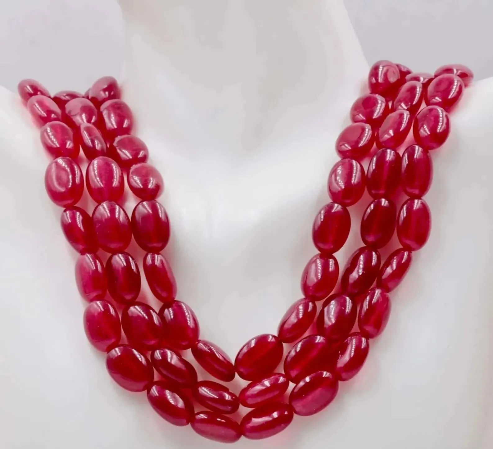 Natural Red Ruby Quartz Gemstone 5 Strand Beaded Necklace Quartz Jewelry Quartz stone Necklace Quartz Necklace Quartz BeadsSKU 6142697