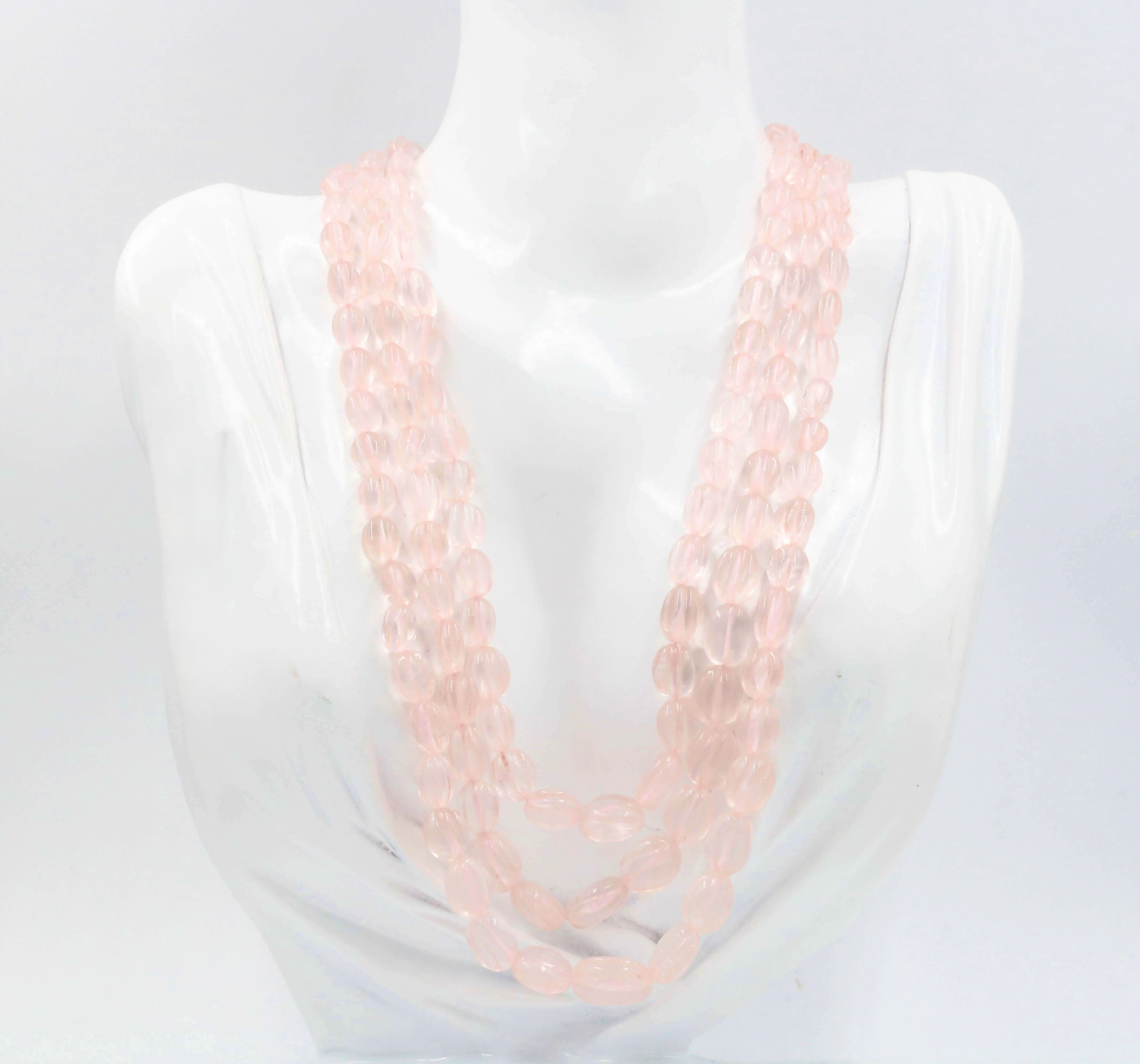 Natural Rose Quartz Necklace Genuine Quartz Necklace Pink Beaded Necklace Indian Necklace Sarafa Necklace Quartz Gemstone SKU: 6142957