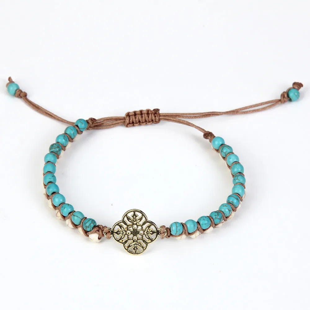 Natural Turquoise Hand Woven Yoga Workout Bracelet