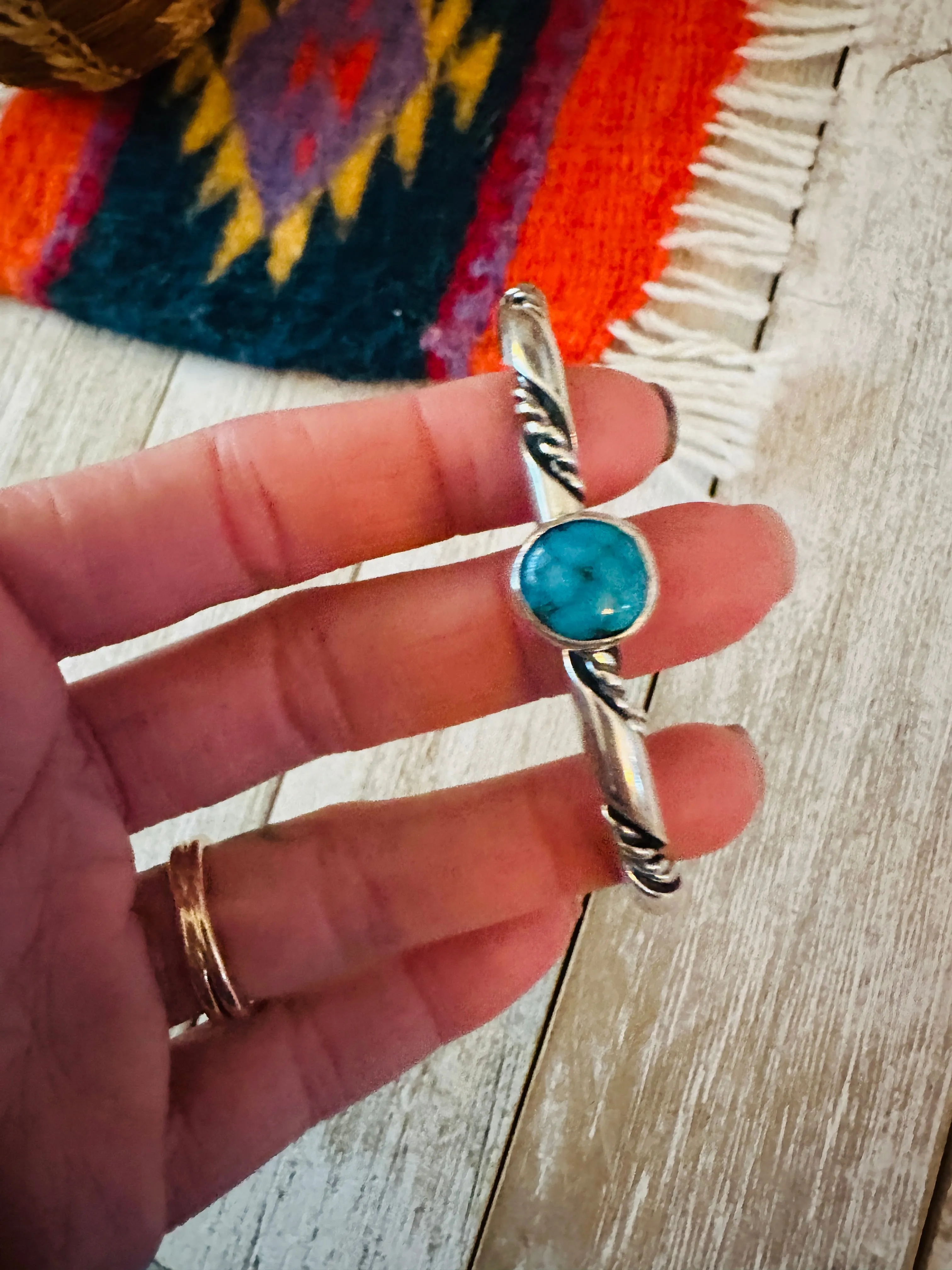 Navajo Sterling Silver & Morenci Turquoise Cuff Bracelet