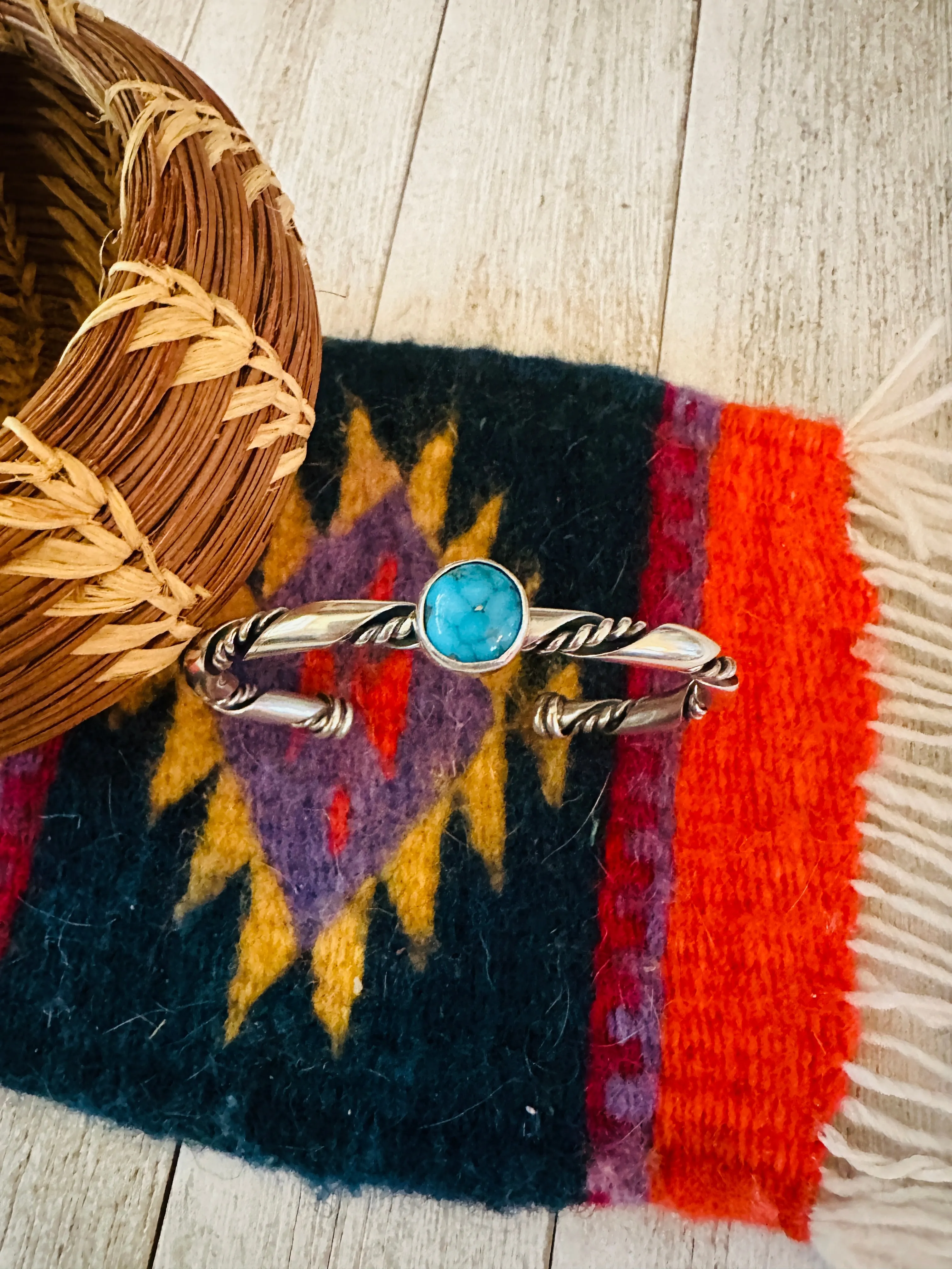 Navajo Sterling Silver & Morenci Turquoise Cuff Bracelet