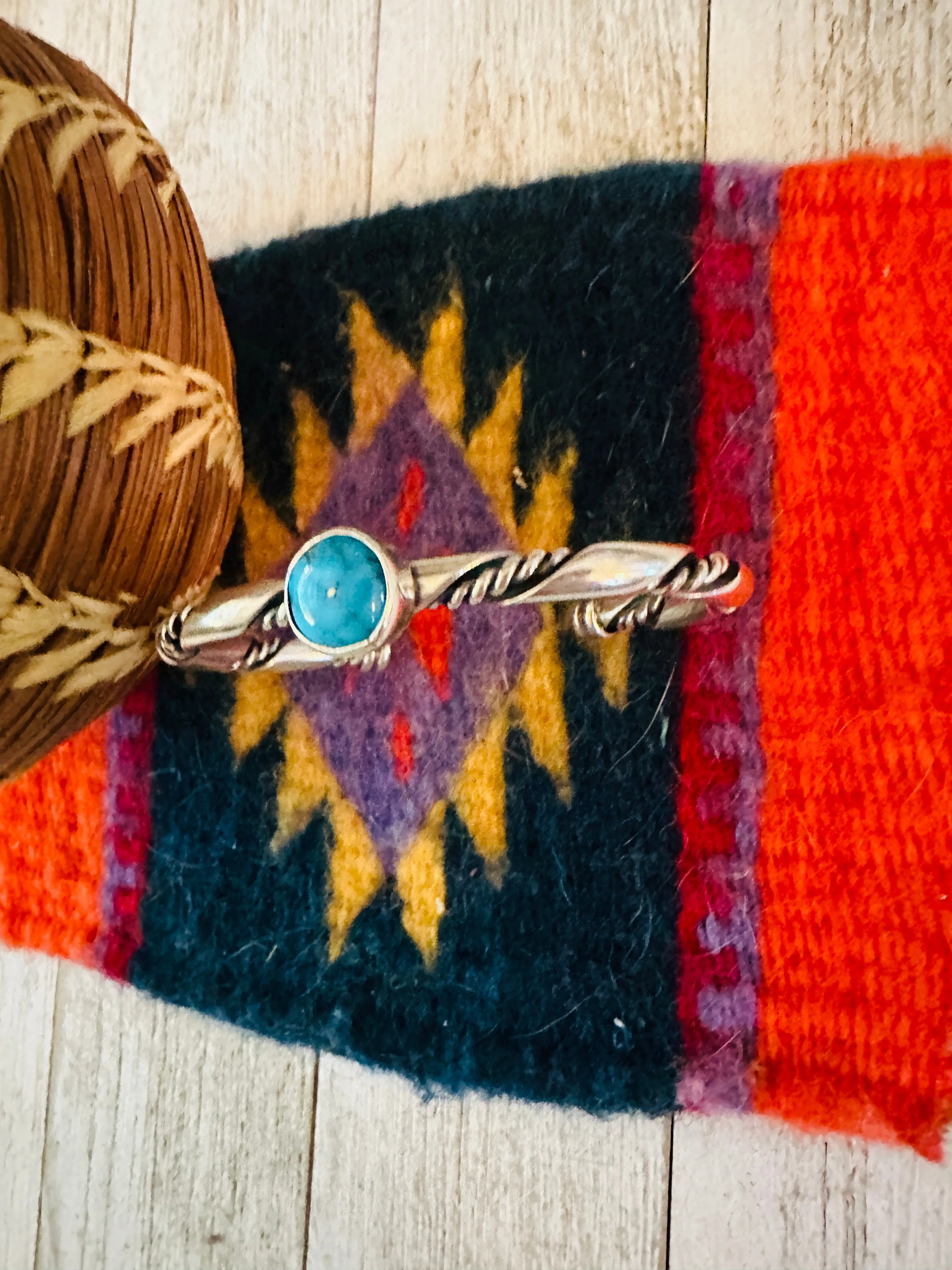 Navajo Sterling Silver & Morenci Turquoise Cuff Bracelet