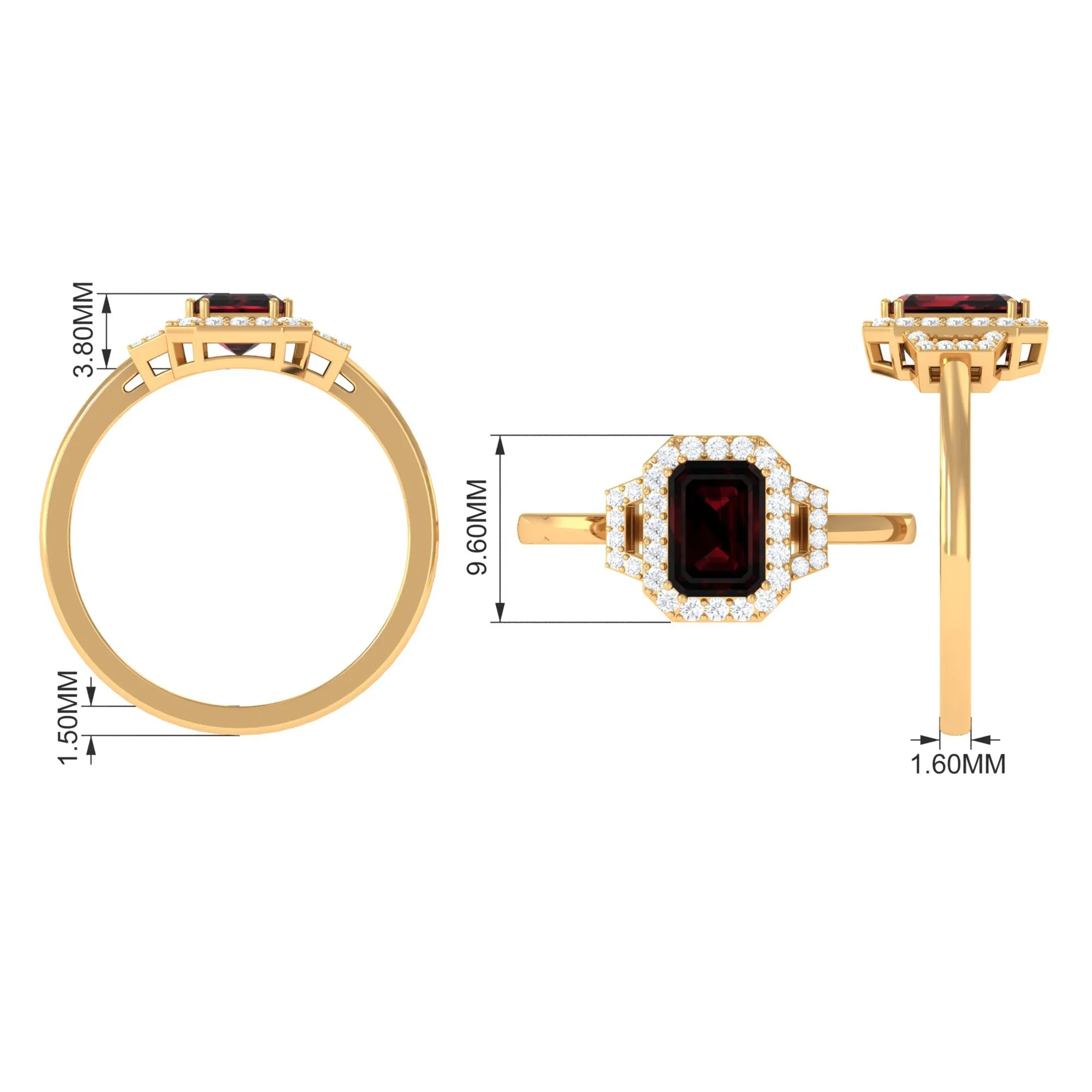 Octagon Cut Garnet and Diamond Statement Engagement Ring