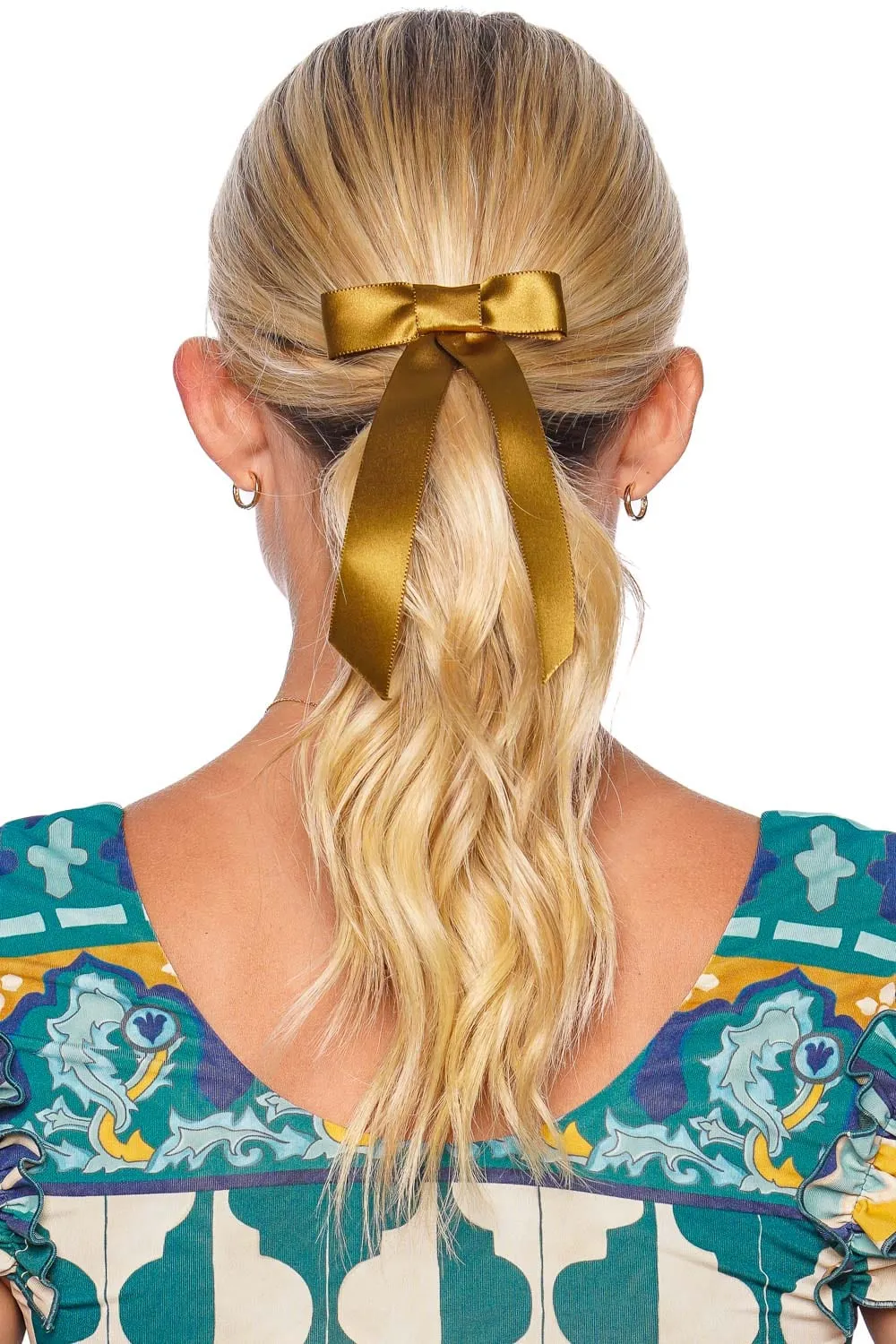 Olive Satin Bow Barrette