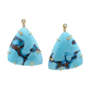 One of a Kind Golden Hill Turquoise and Diamond Earrings