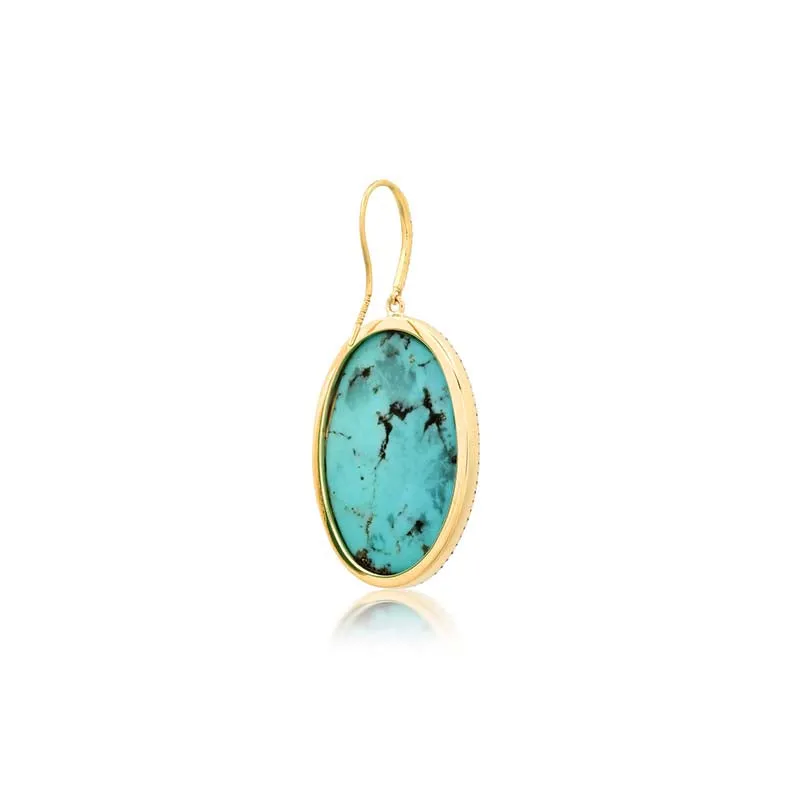 One-of-a-Kind Oval-Cut Turquoise with Diamond Pave Earrings