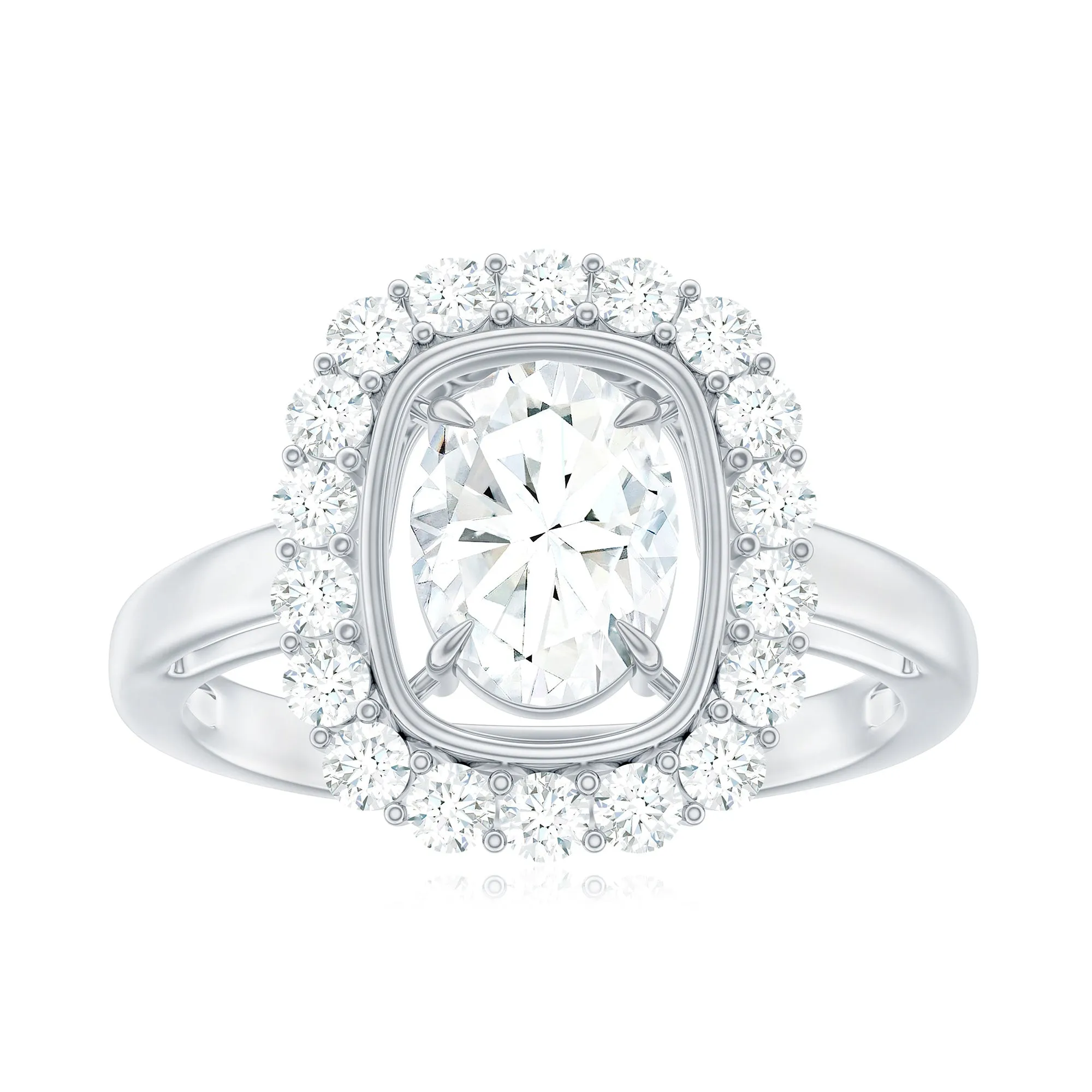 Oval Cubic Zirconia Halo Statement Engagement Ring