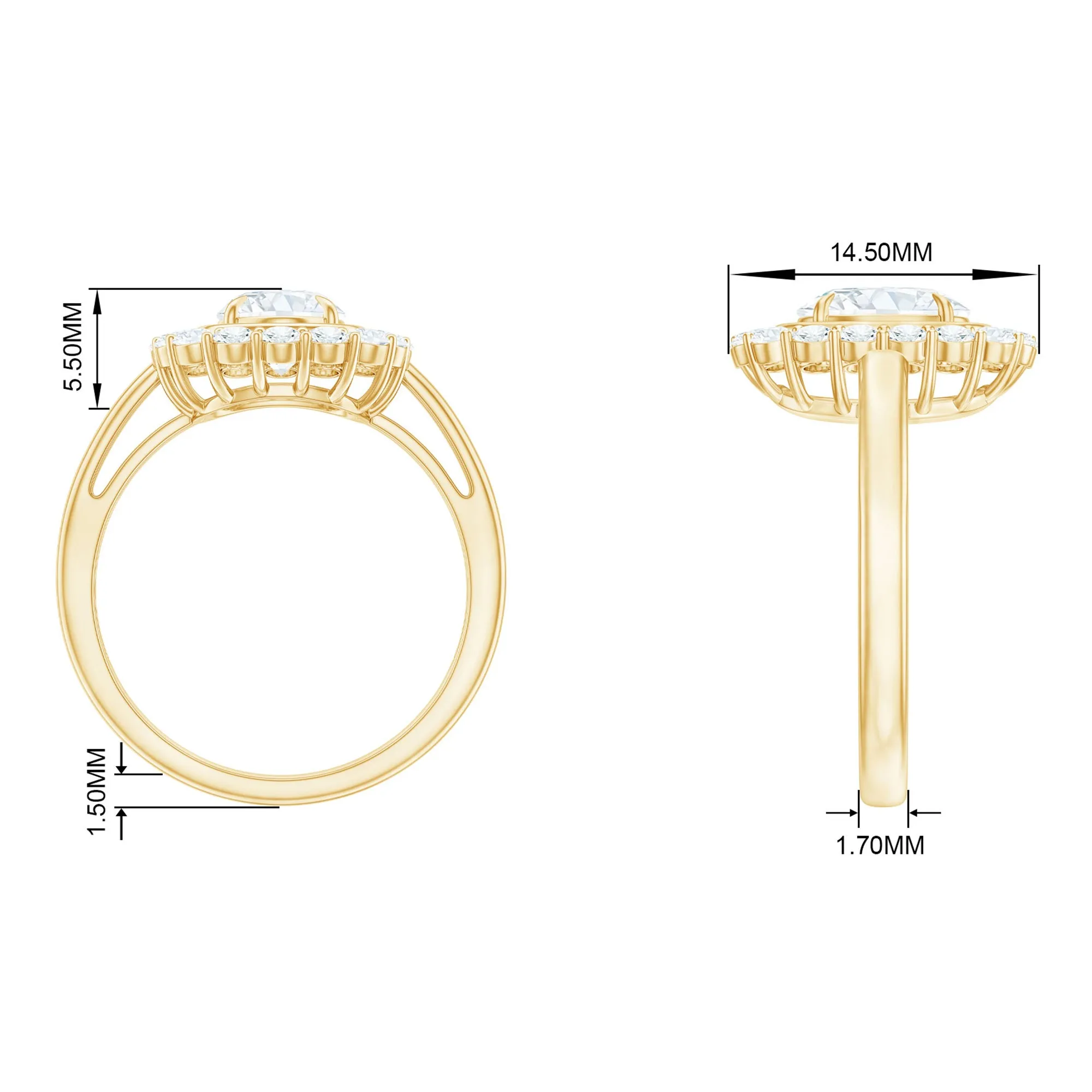 Oval Cubic Zirconia Halo Statement Engagement Ring