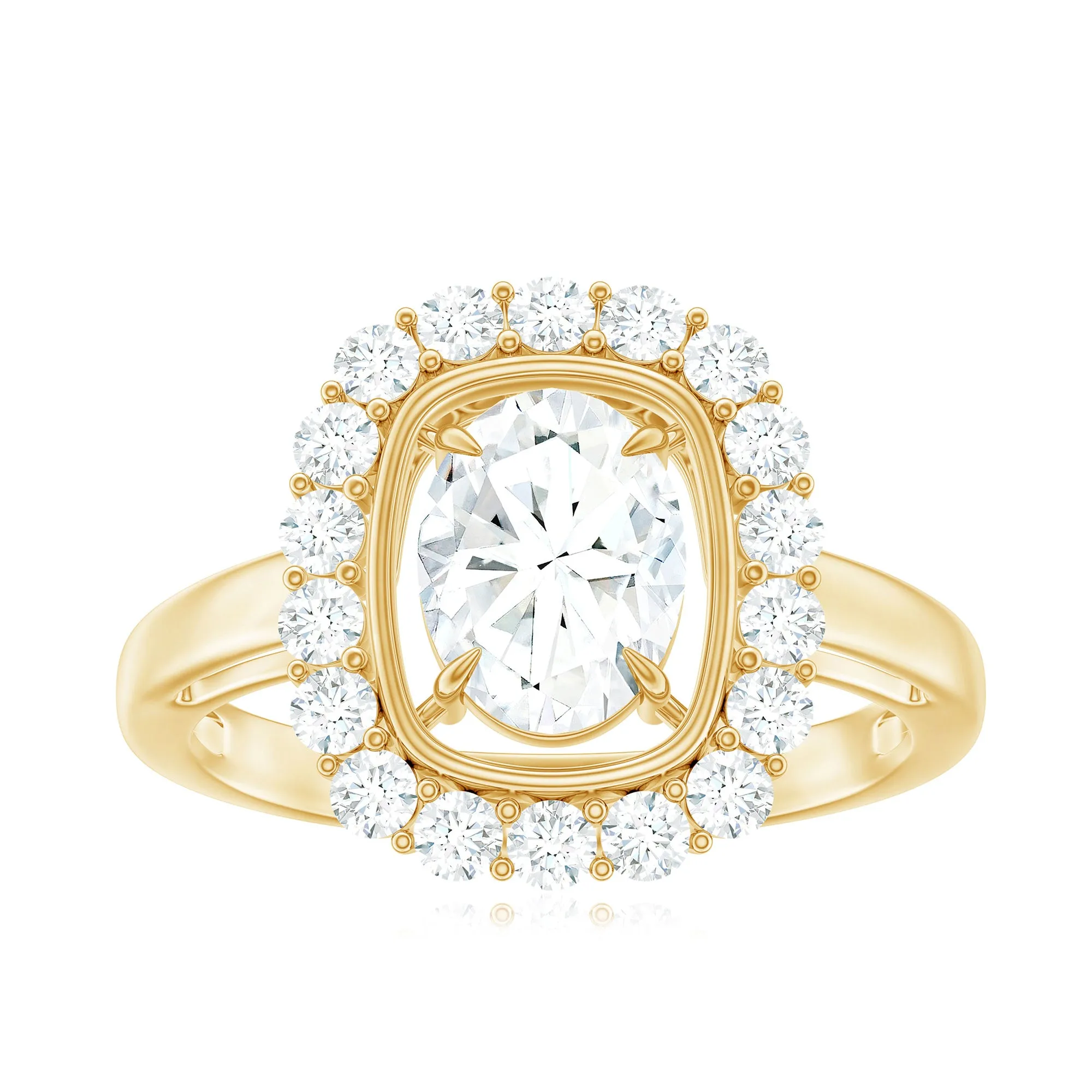 Oval Cubic Zirconia Halo Statement Engagement Ring