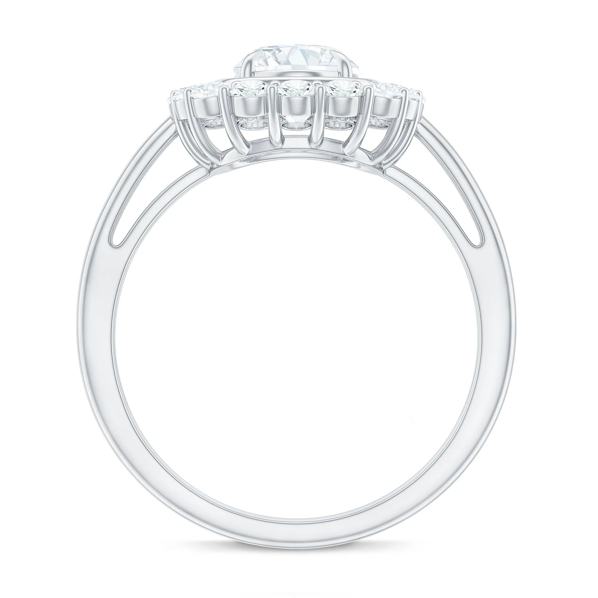 Oval Cubic Zirconia Halo Statement Engagement Ring