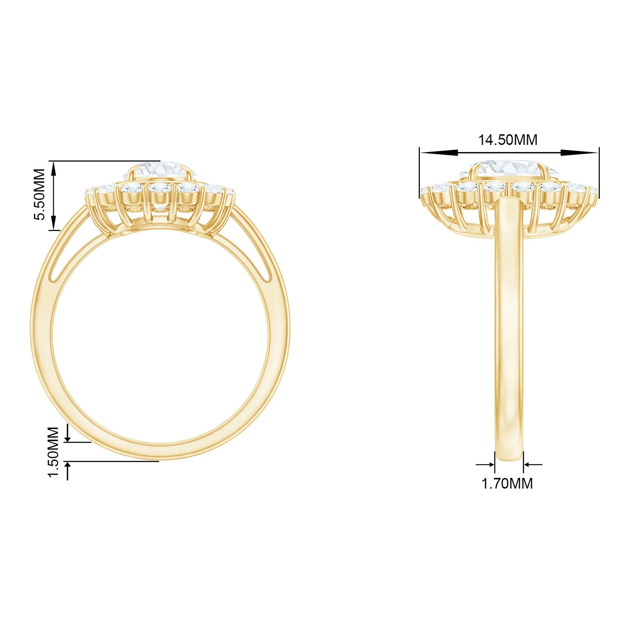 Oval Cubic Zirconia Halo Statement Engagement Ring