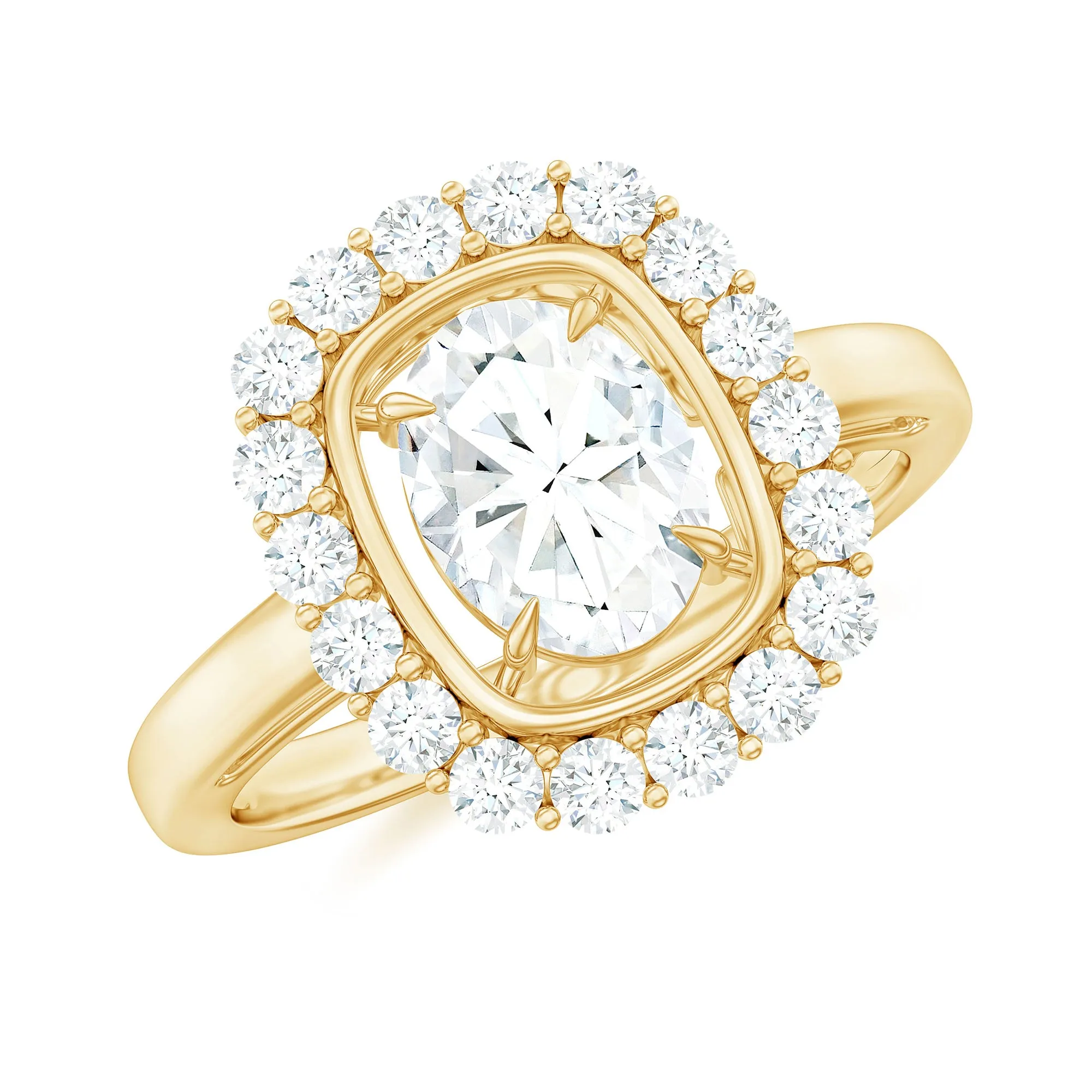 Oval Cubic Zirconia Halo Statement Engagement Ring