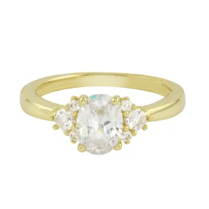 Oval Diamond Sprinkle Engagement Ring