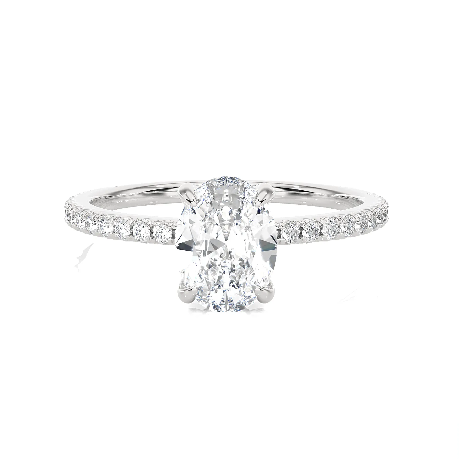 Oval Lab Grown Diamond Side Stone Engagement Ring