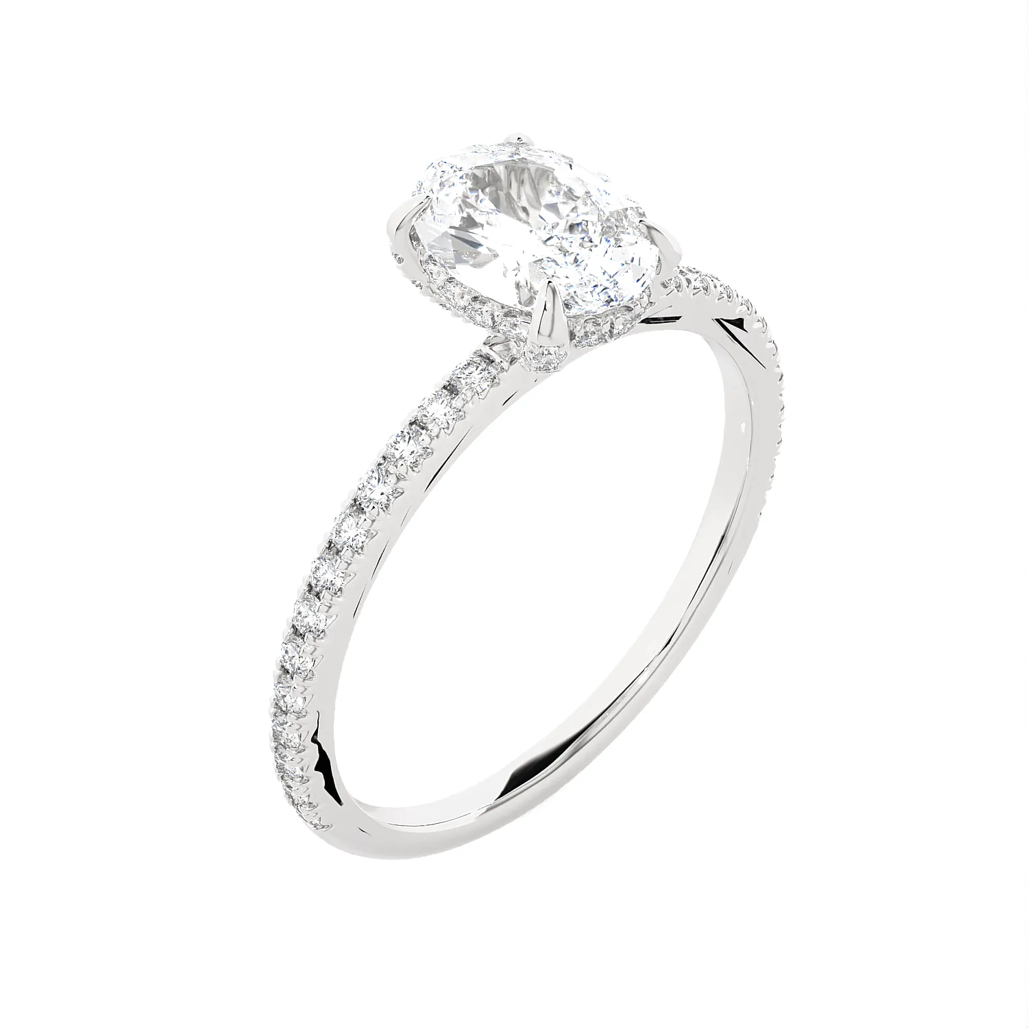 Oval Lab Grown Diamond Side Stone Engagement Ring