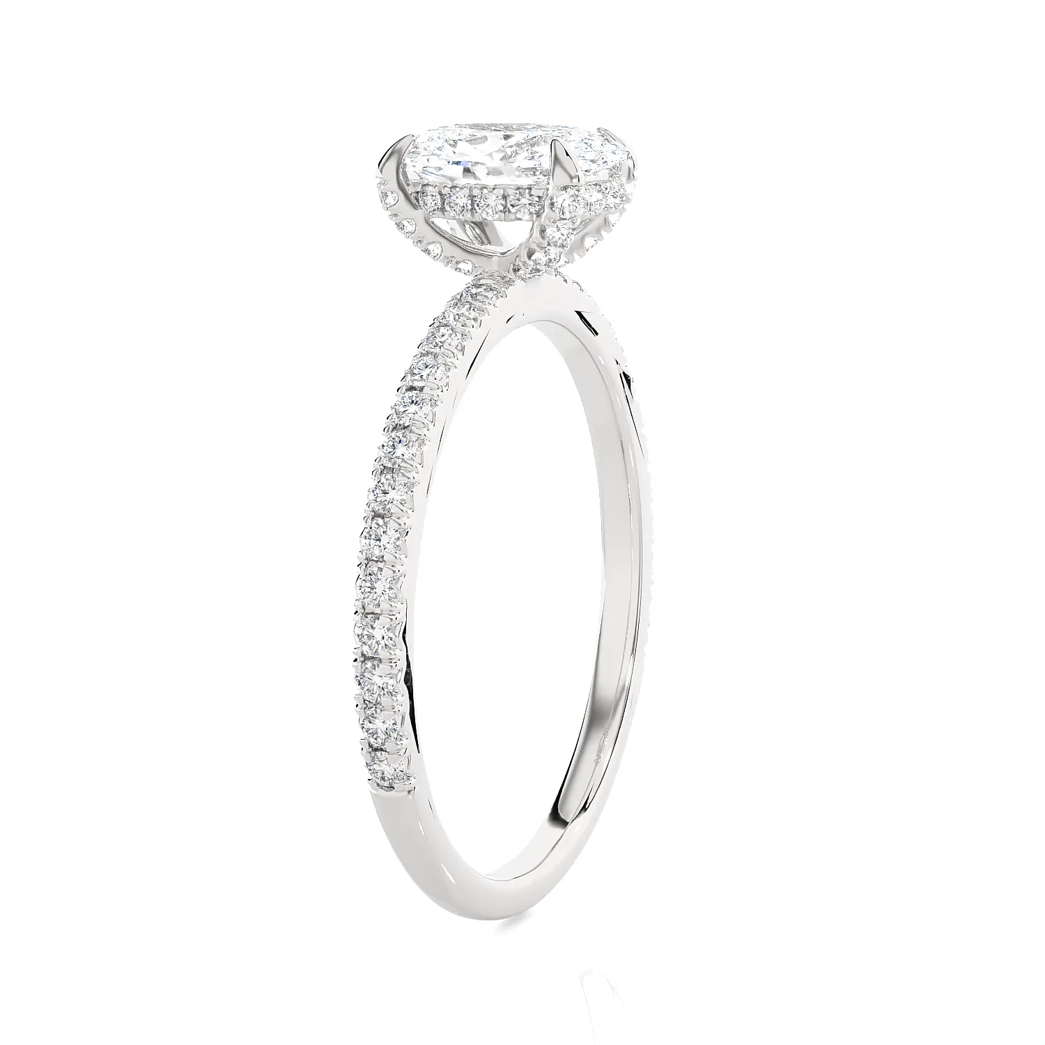 Oval Lab Grown Diamond Side Stone Engagement Ring