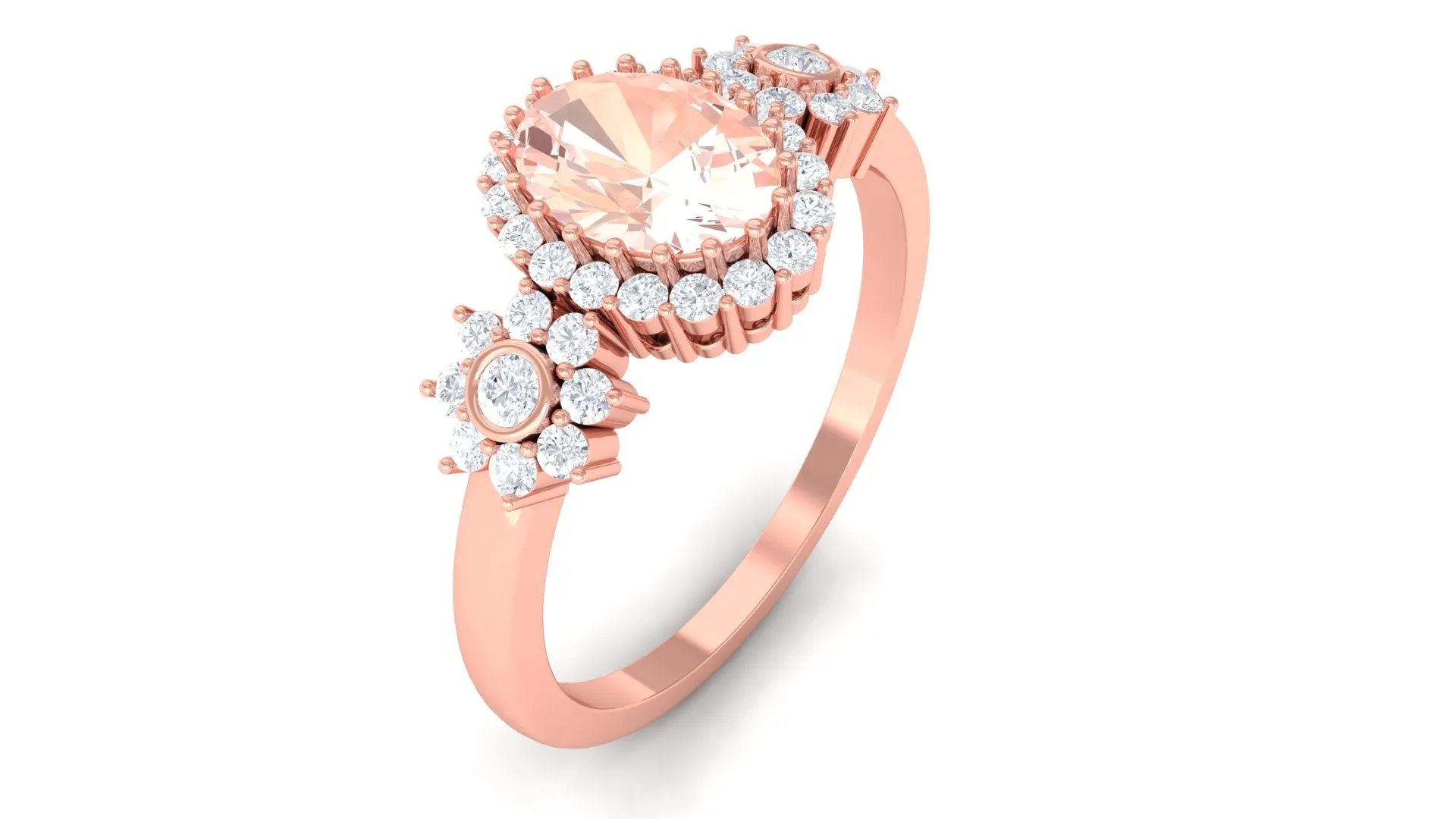 Oval Morganite Designer Engagement Ring with Diamond