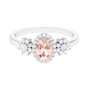 Oval Morganite Designer Engagement Ring with Diamond